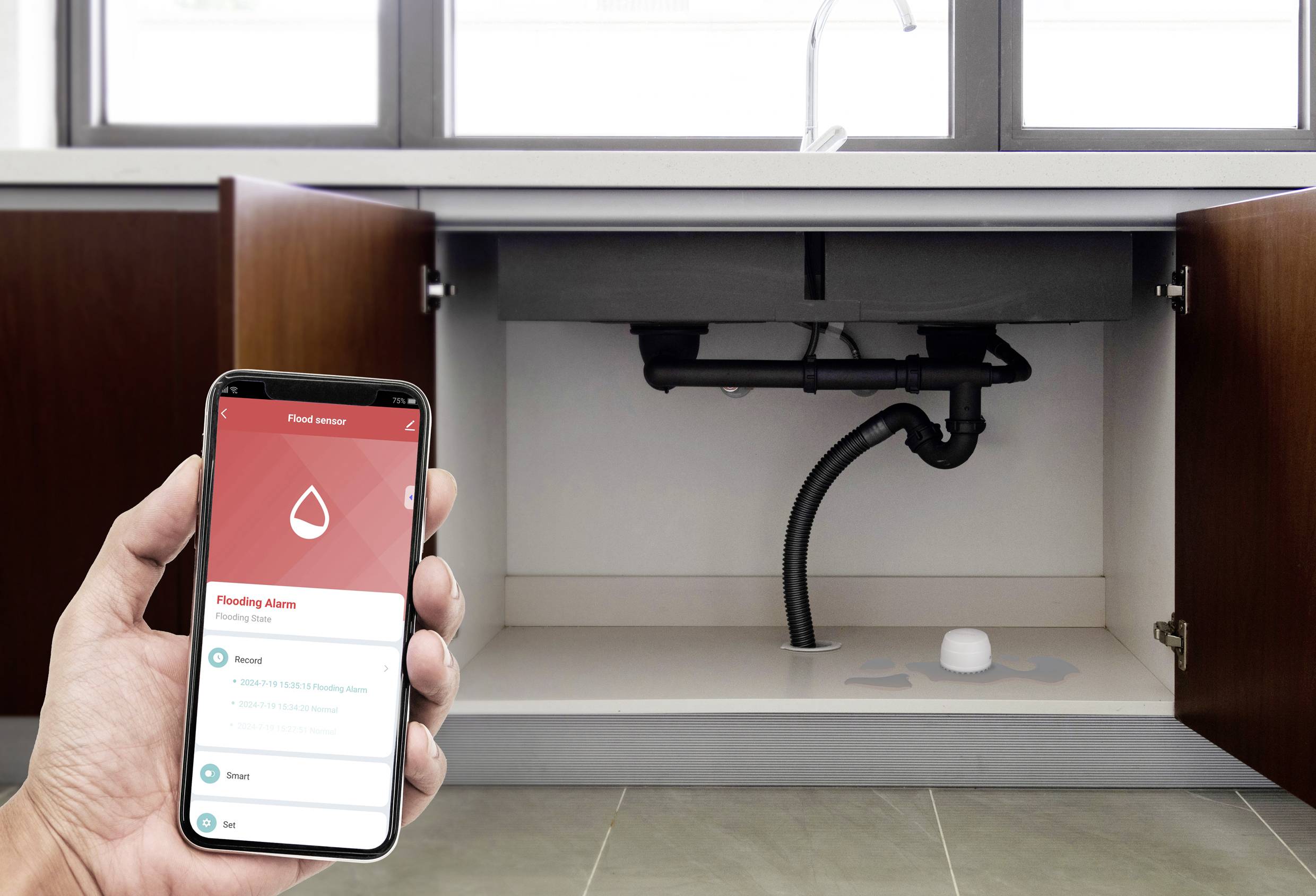 Sygonix SY-6515316 Funk-Wassermelder mit App-Steuerung batteriebetrieben