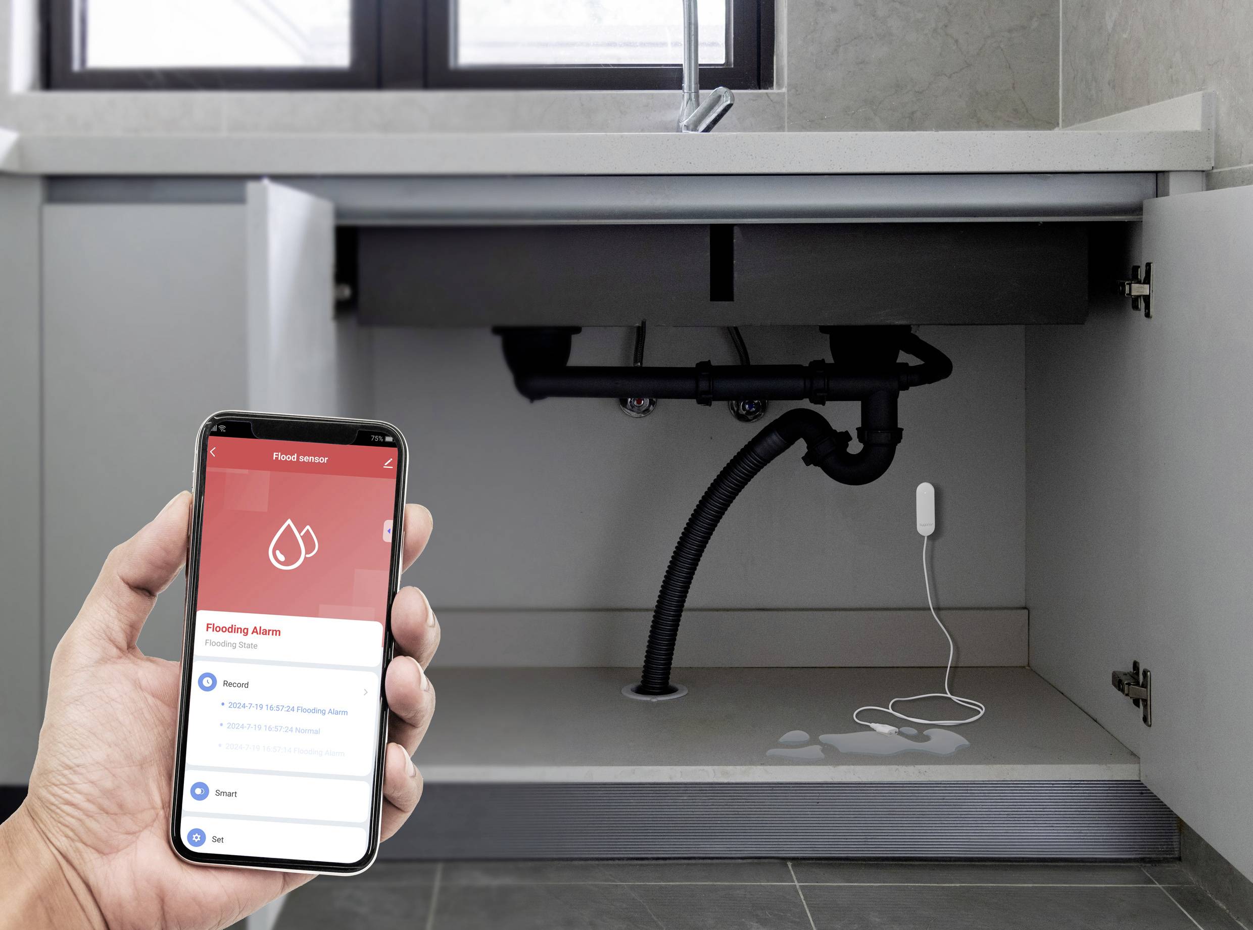 Sygonix SY-6515318 Funk-Wassermelder mit App-Steuerung batteriebetrieben