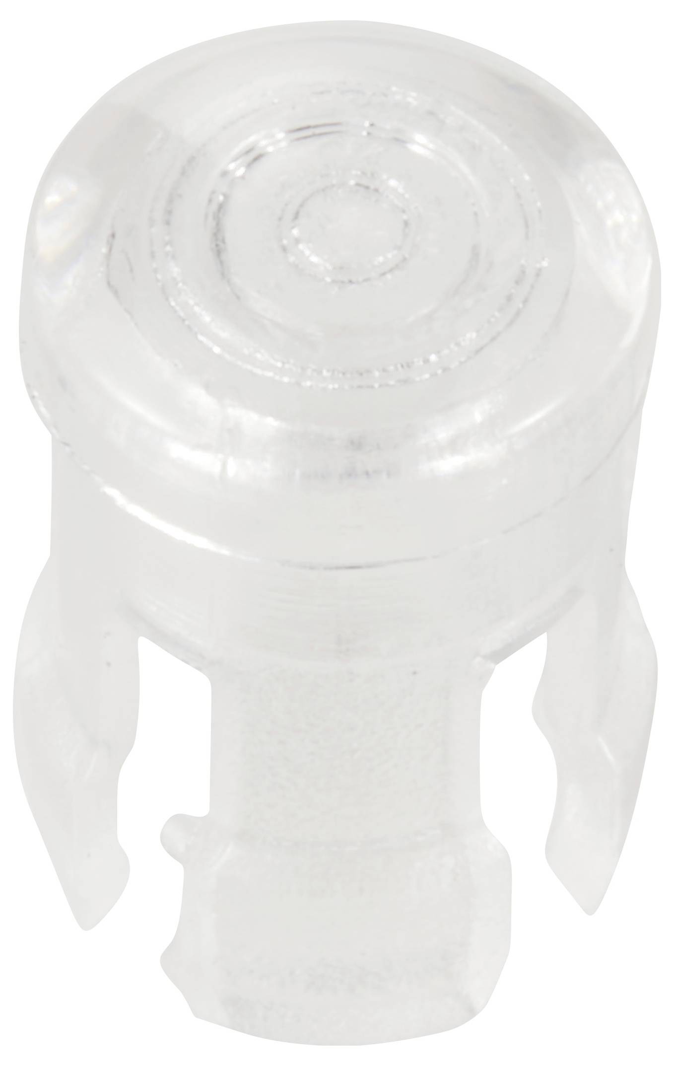 Ein transparenter Kunststoffverschluss mit seitlichen Clips zum einfachen Anbringen, oft verwendet zum Verschließen von Verpackungen.