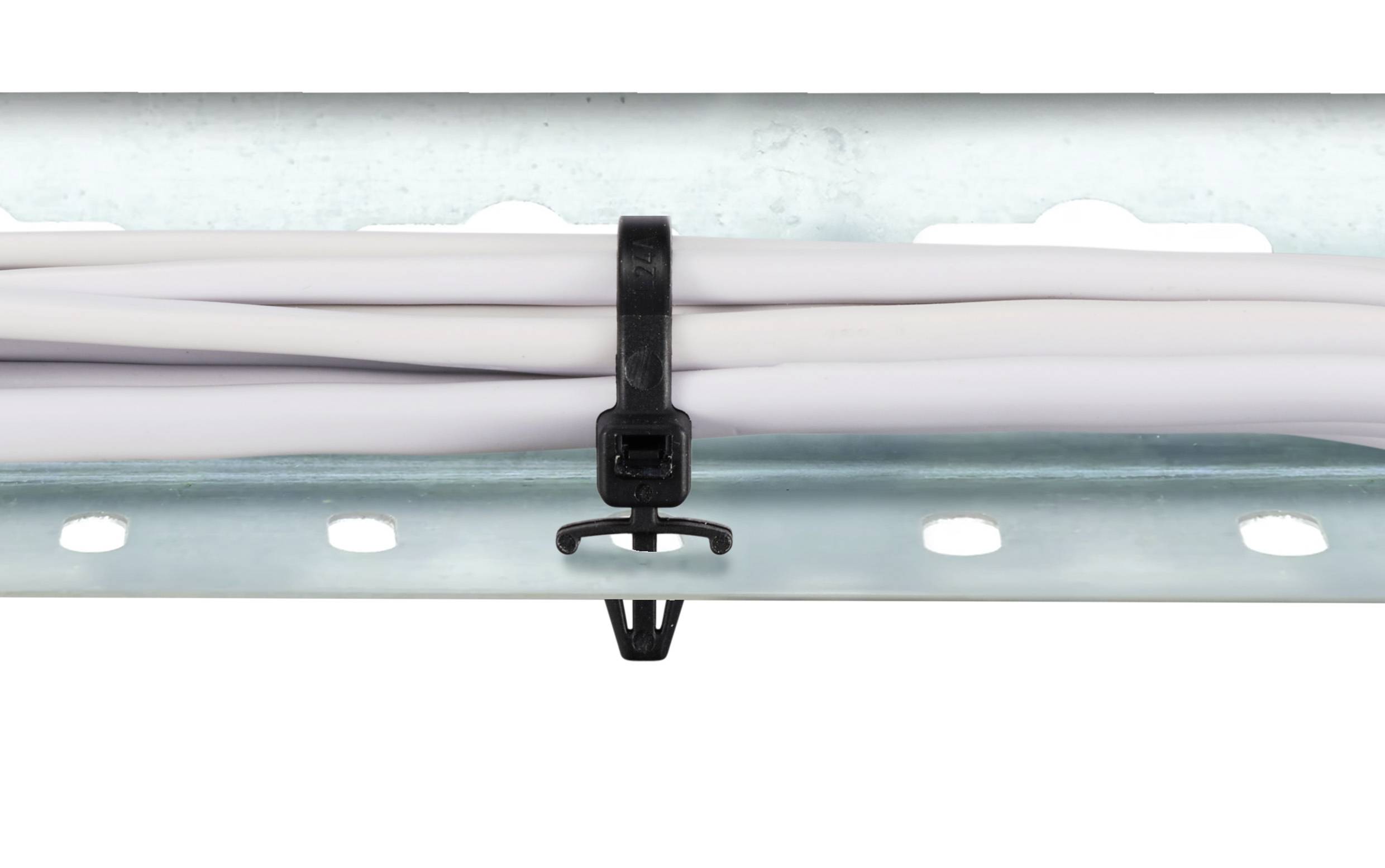 TRU COMPONENTS TC-13030692 TC-WM-100-2.5-UVB-B Kabelbinder 100mm 2.5mm Schwarz mit Flügelverschluss, UV-stabilisiert, chemische