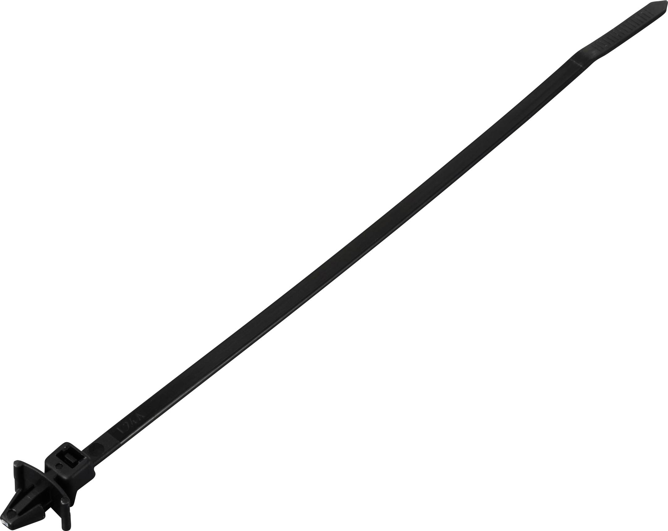 TRU COMPONENTS TC-13030696 TC-WM-115-3.6-UVB-B Kabelbinder 155mm 3.6mm Schwarz mit Flügelverschluss, UV-stabilisiert, chemische
