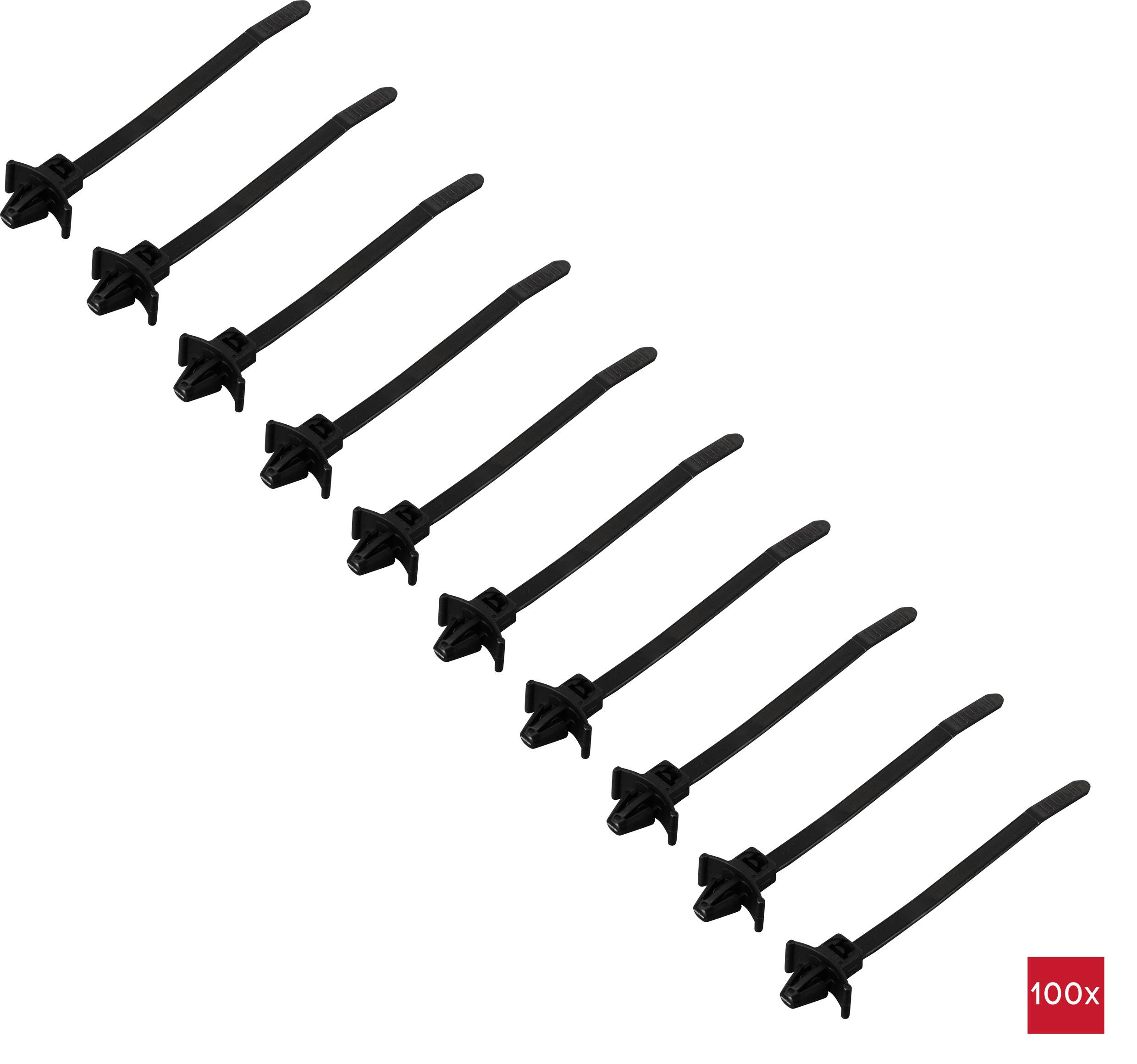 TRU COMPONENTS TC-13030700 TC-WM-100-4.8-UVB-B Kabelbinder 100mm 4.8mm Schwarz mit Flügelverschluss, UV-stabilisiert, chemische