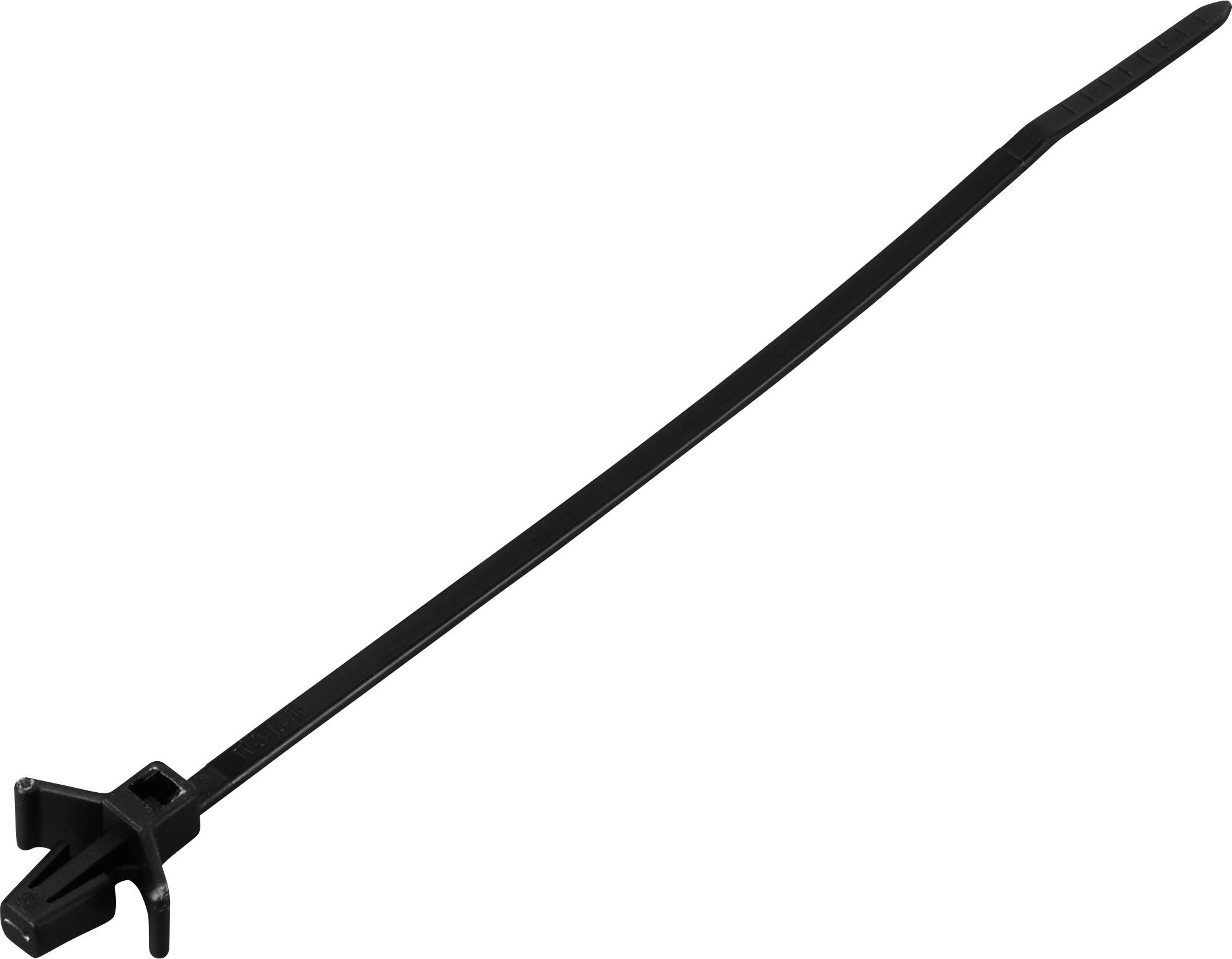TRU COMPONENTS TC-13069328 TC-WM-110-2.5-UVB-B Kabelbinder 110mm 2.5mm Schwarz mit Flügelverschluss, UV-stabilisiert, chemische