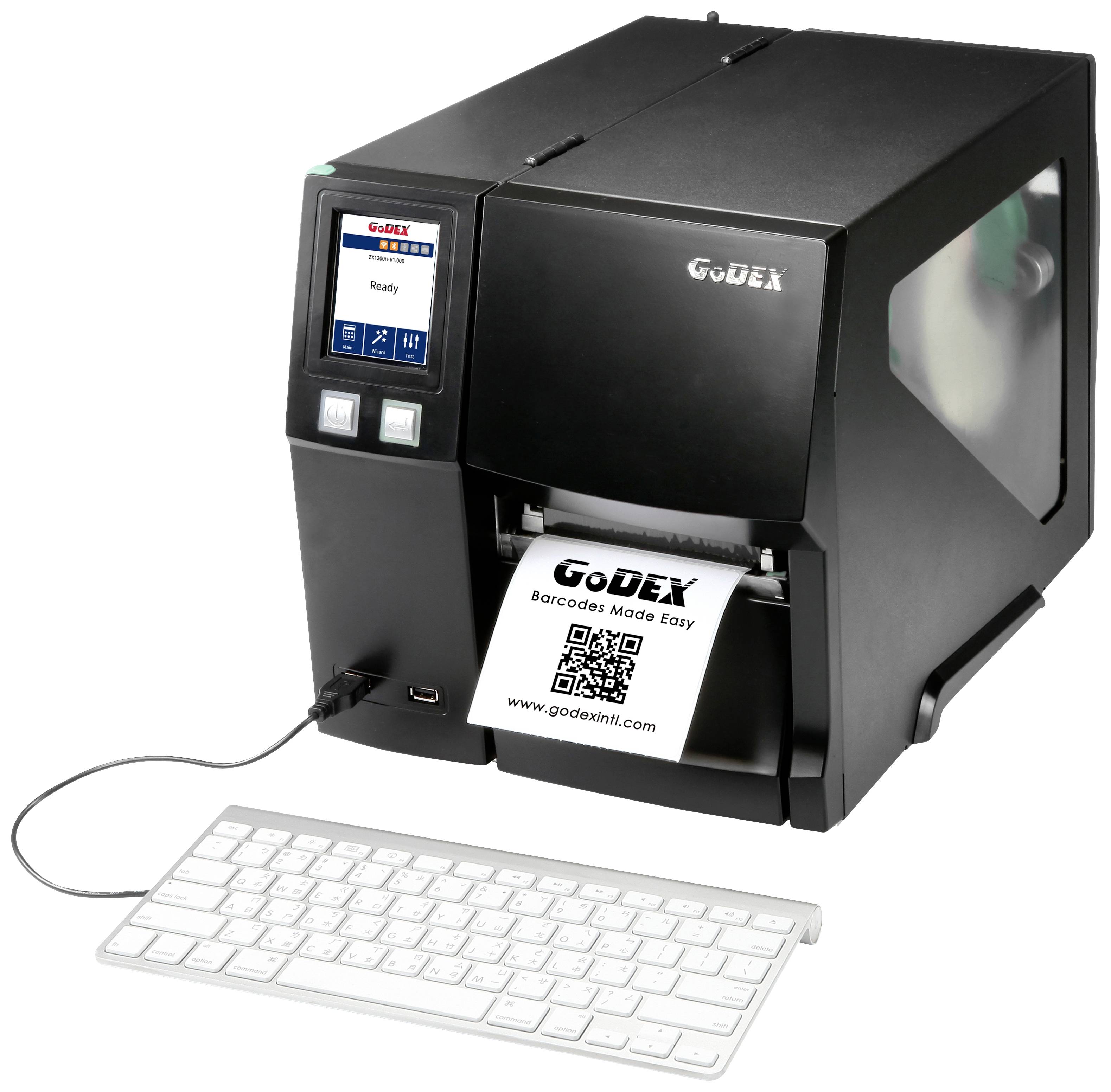 Godex ZX1200i+ Etikettendrucker Thermodirekt, Thermotransfer 203 x 203 dpi Etikettenbreite (max.): 118mm USB, RS-232, LAN