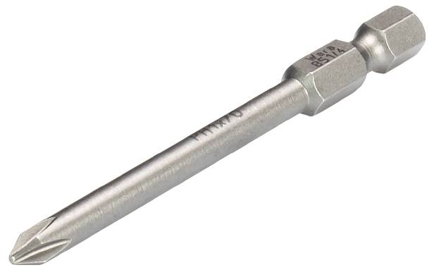 Kreuzschlitz-Bit aus Metall, geeignet zum Schrauben in Holz oder Metalloberflächen.