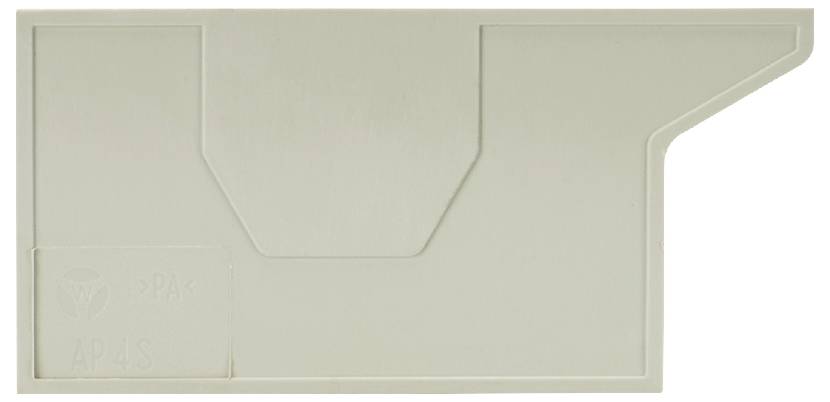 Graue, rechtwinklige Abdeckung mit mehreren Stufen und einem einschäumbaren Bereich. Keine sichtbaren Markierungen oder Aufdrucke.