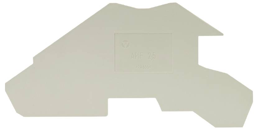 Geometrisch geformtes graues Kunststoffteil mit der Aufschrift 'APF 25'.