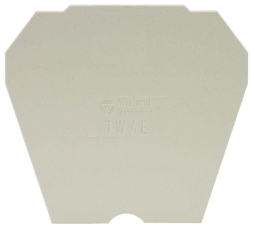 Graues Plastikteil mit der Aufschrift 'Wieland Bamberg TW4E', rechteckige Form mit abgeschrägten Ecken.