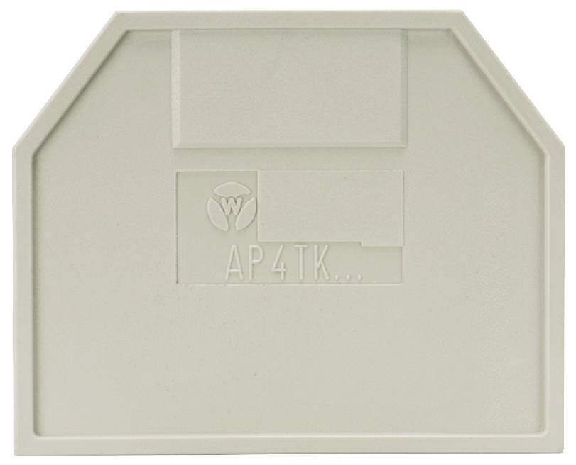 Graues Kunststoffgehäuse mit geprägtem Text 'AP4TK...' und einem Logo in der Mitte. Rechteckige Form mit abgeschrägten Ecken oben.