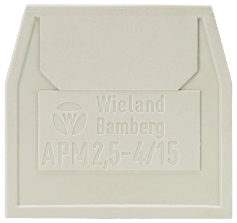 Grauer Plastikdeckel mit Prägung 'Wieland Bamberg APM 2,5-4/15'.