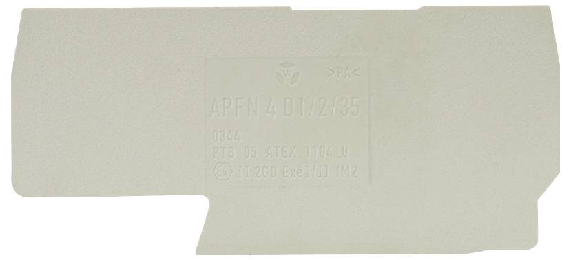 Graues Kunststoff-Ersatzteil mit eingraviertem Text 'APPEN 4 DT12/35' und weiteren technischen Informationen.
