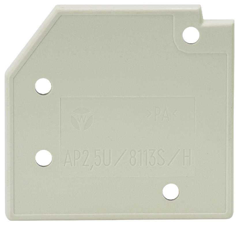 Graues, rechteckiges Kunststoffteil mit fünf Löchern und der Prägung 'AP2,5U / 8113S / H'.