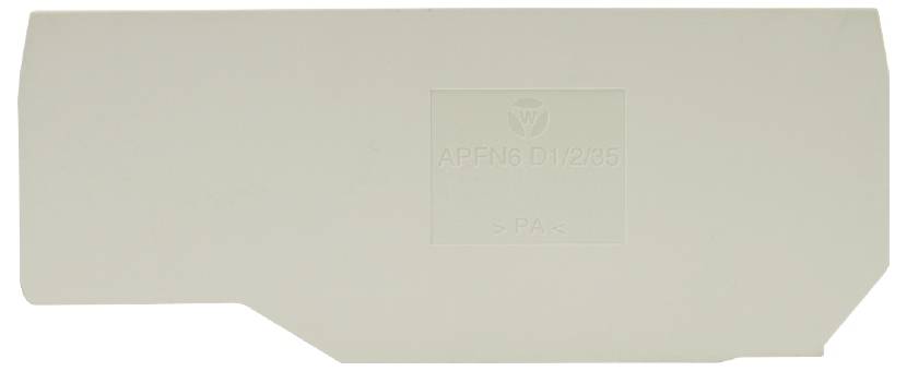 Grau-beiges Kunststoffteil rechteckiger Form mit abgeschrägter Kante. In der Mitte befindet sich eine eingeprägte Zeichenkombination 'APENG D1/255'.