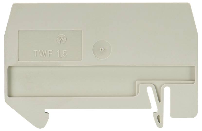 Grauer Kunststoffträger zur Befestigung in Elektroanlagen, mit der Bezeichnung 'TWF 1,5' eingraviert.