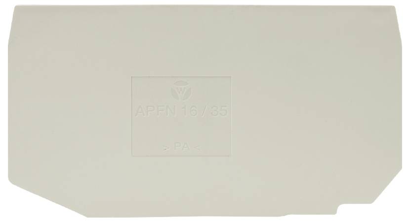 Weiße Kunststoffabdeckung mit geprägter Aufschrift 'APFN 16/35'.