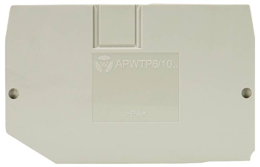 Ein rechteckiges, weißes elektronisches Bauteil mit der Aufschrift 'APWTP6/10'. Es hat zwei Befestigungslöcher.