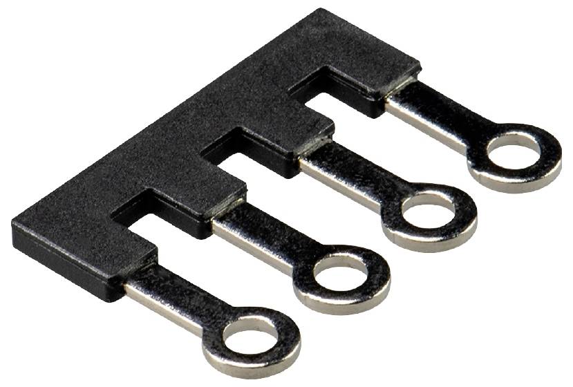 Ein schwarzer Metallstecker mit vier runden Anschlüssen, die für den elektrischen Anschluss in Geräten verwendet werden.