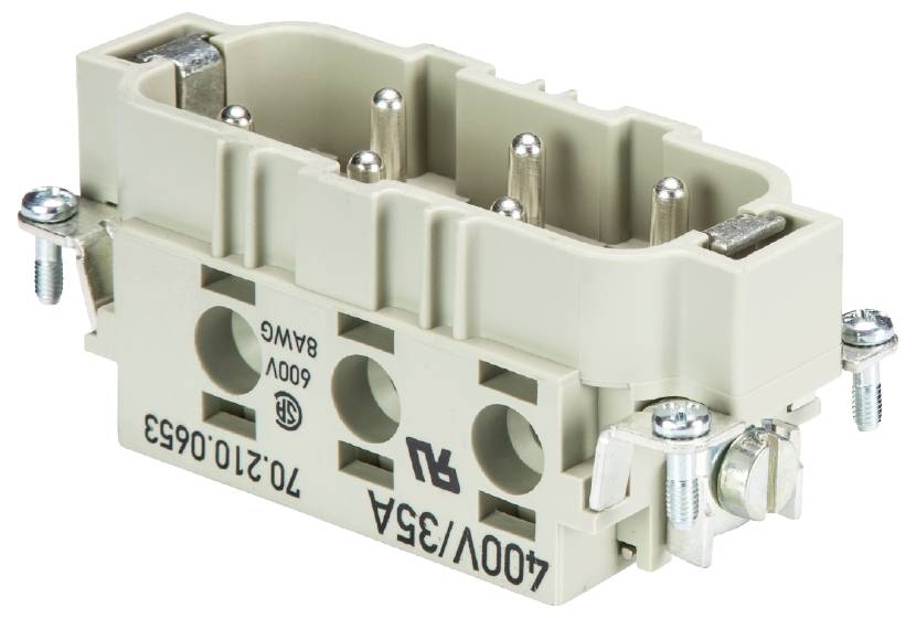 Industrie-Steckverbinder, beige, 400V/63A, 600V, 2-polig. Mit Schraubbefestigung.