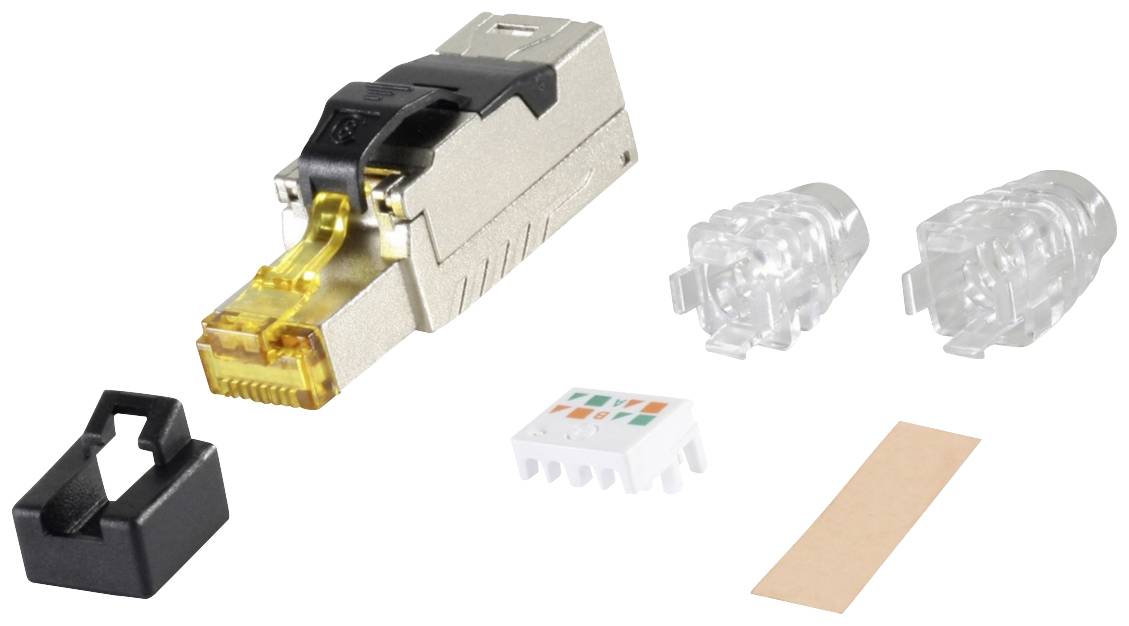 BKL Electronic RJ-45 Stecker, werkzeuglos, zertif., STP, Cat. 8.1 10121215 Silber 1St.