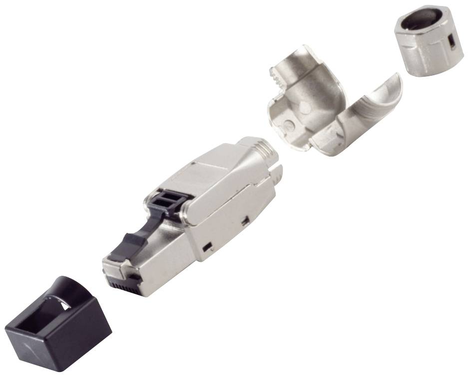 BKL Electronic RJ-45 Stecker, werkzeuglos, Winkel, STP, Cat. 8.1 10121218 Silber 1St.