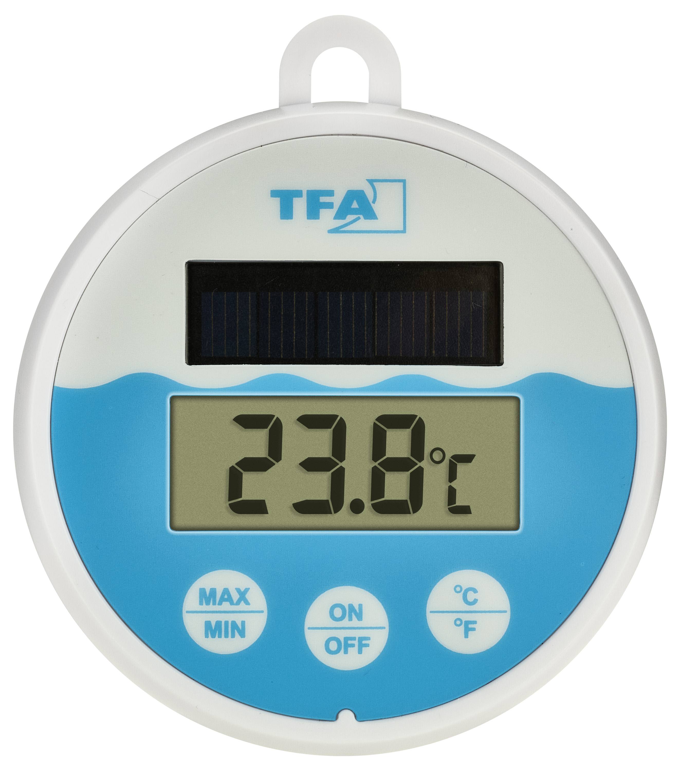TFA Dostmann Digitales Solar-Poolthermometer Poolthermometer Weiß, Türkis 30.1068.02