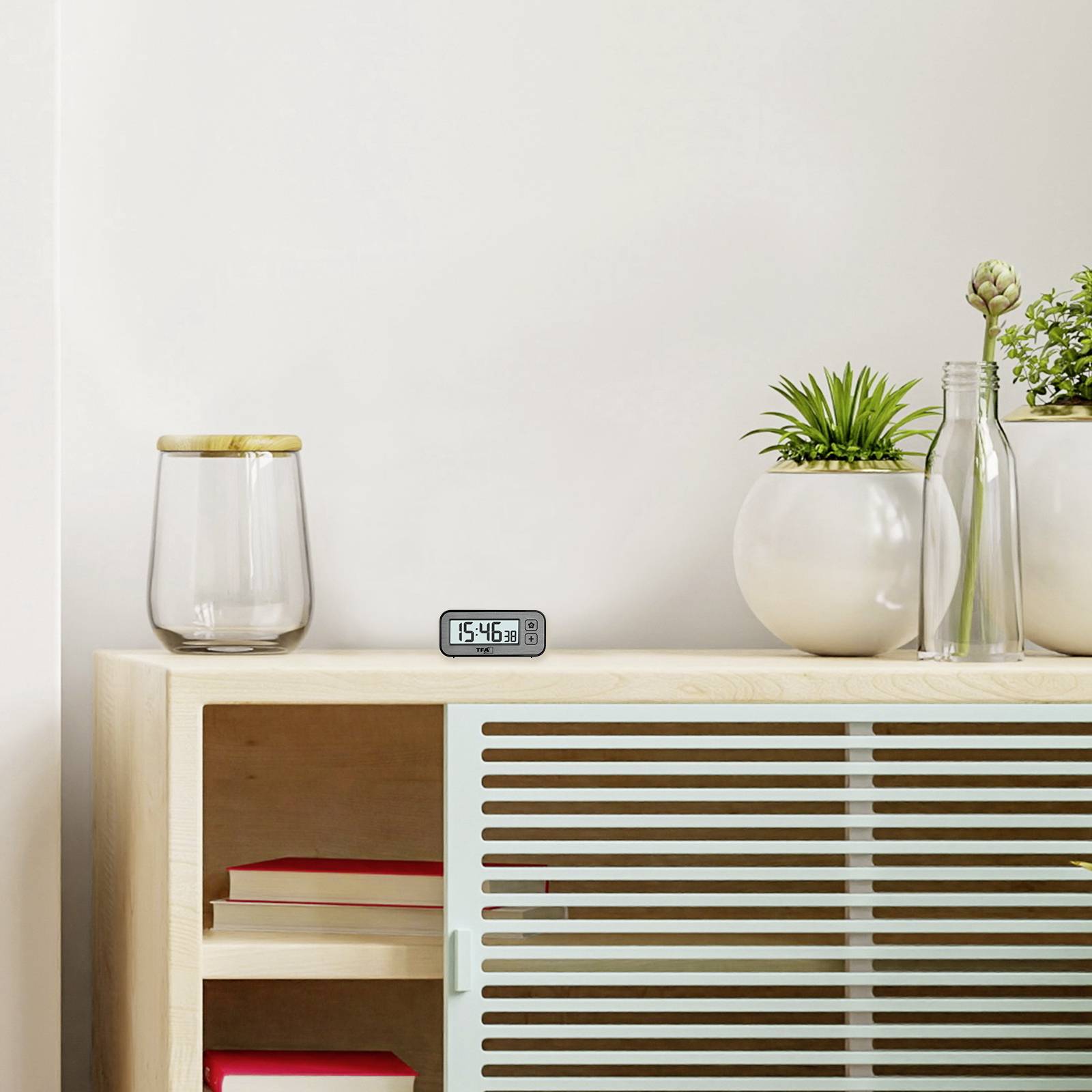 TFA Dostmann 60.2039.10 Quarz Wecker Grau Alarmzeiten 1