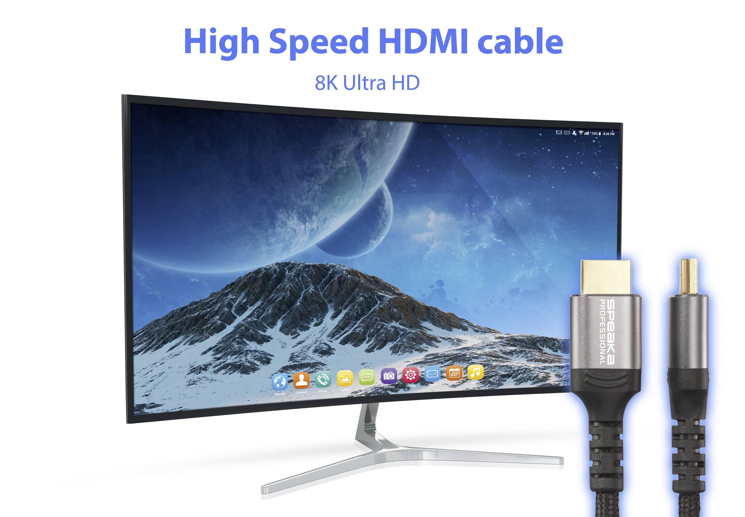 SpeaKa Professional HDMI Anschlusskabel HDMI-A Stecker, HDMI-A Stecker 3.00m Schwarz SP-13125636 8K UHD HDMI-Kabel