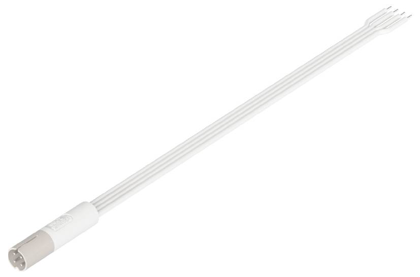 'Osram CFL Square 4 polig' Energiesparlampe mit vier Röhren und Steckverbindungen am Ende. Ideal für den Einsatz in Deckenleuchten.