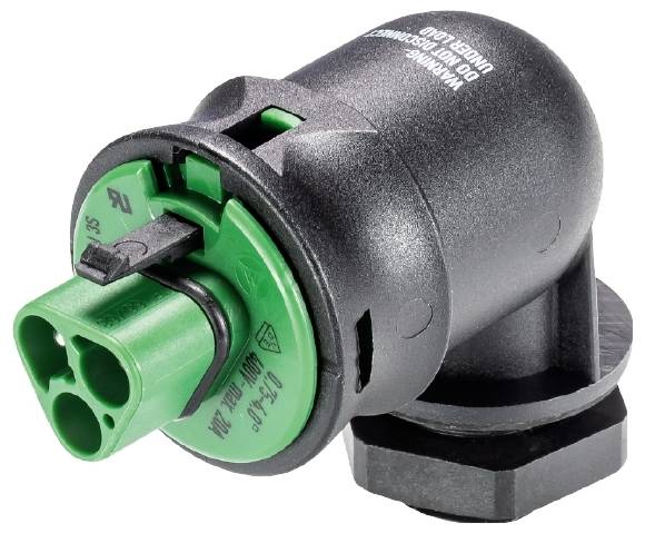 Schwarzer und grüner Sensor mit Kunststoffgehäuse, zwei runden Steckplätzen und Schaltaufdruck. Verwendet für Druckmessung in Fahrzeugen.