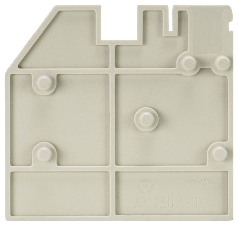 Kunststoffteil mit rechteckigen Vertiefungen und Markierungen in der rechten unteren Ecke.