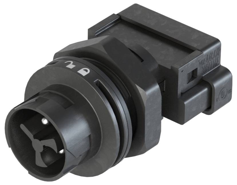 Schwarzer, zylindrischer elektronischer Sensor mit Steckanschluss; dient zur Messung von Umgebungsbedingungen.