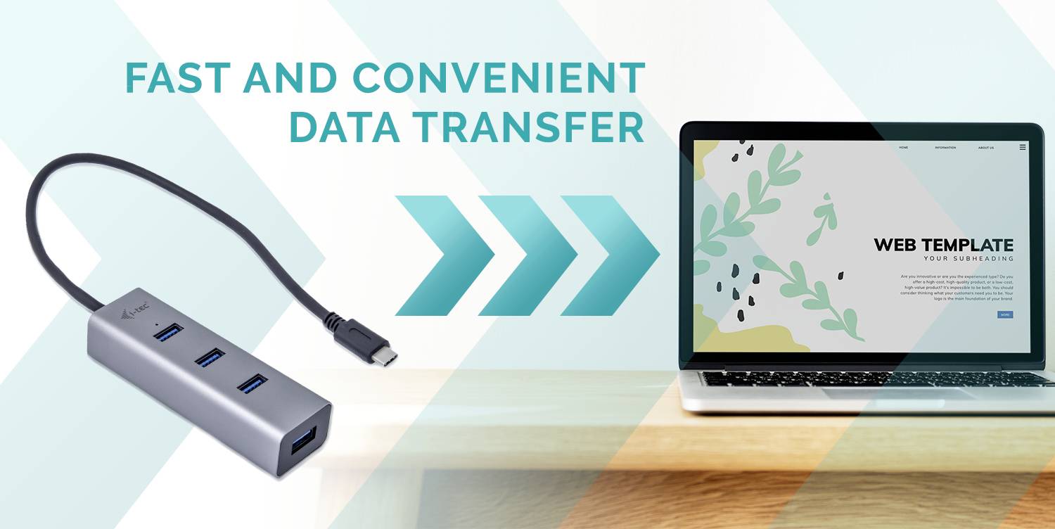 I-tec USB C Metal HUB 4 Port passive USB-Kombi-Hub Grau