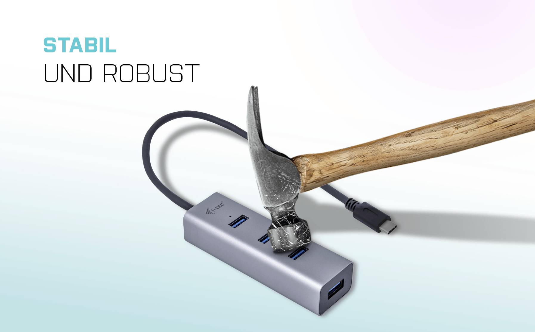 I-tec USB C Metal HUB 4 Port passive USB-Kombi-Hub Grau