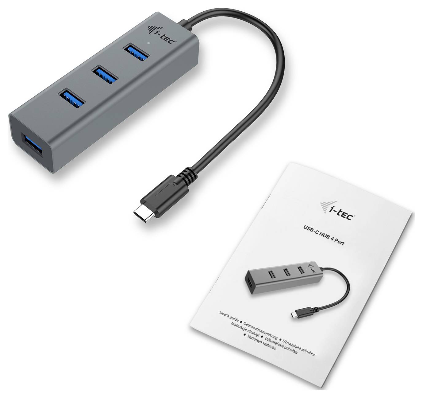 I-tec USB C Metal HUB 4 Port passive USB-Kombi-Hub Grau