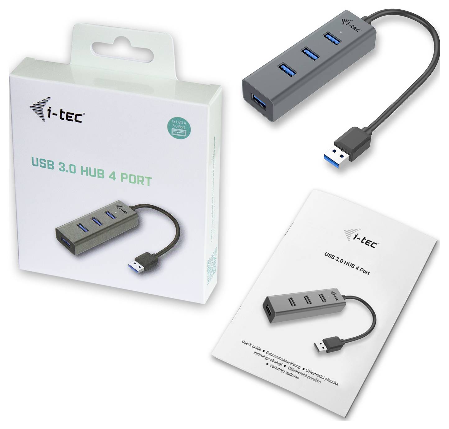 I-tec USB 3.0 Metal HUB 4 port Passive USB-Kombi-Hub Grau