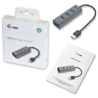 I-tec USB 3.0 Metal HUB 4 port Passive USB-Kombi-Hub Grau I-tec USB 3.0 Metal HUB 4 port Passive USB-Kombi-Hub Grau
