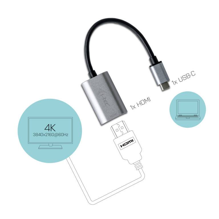 I-tec USB Adapter [1x USB-C® - 1x HDMI®] USB C Metal HDMI 4K 60Hz Adapter 0.15m
