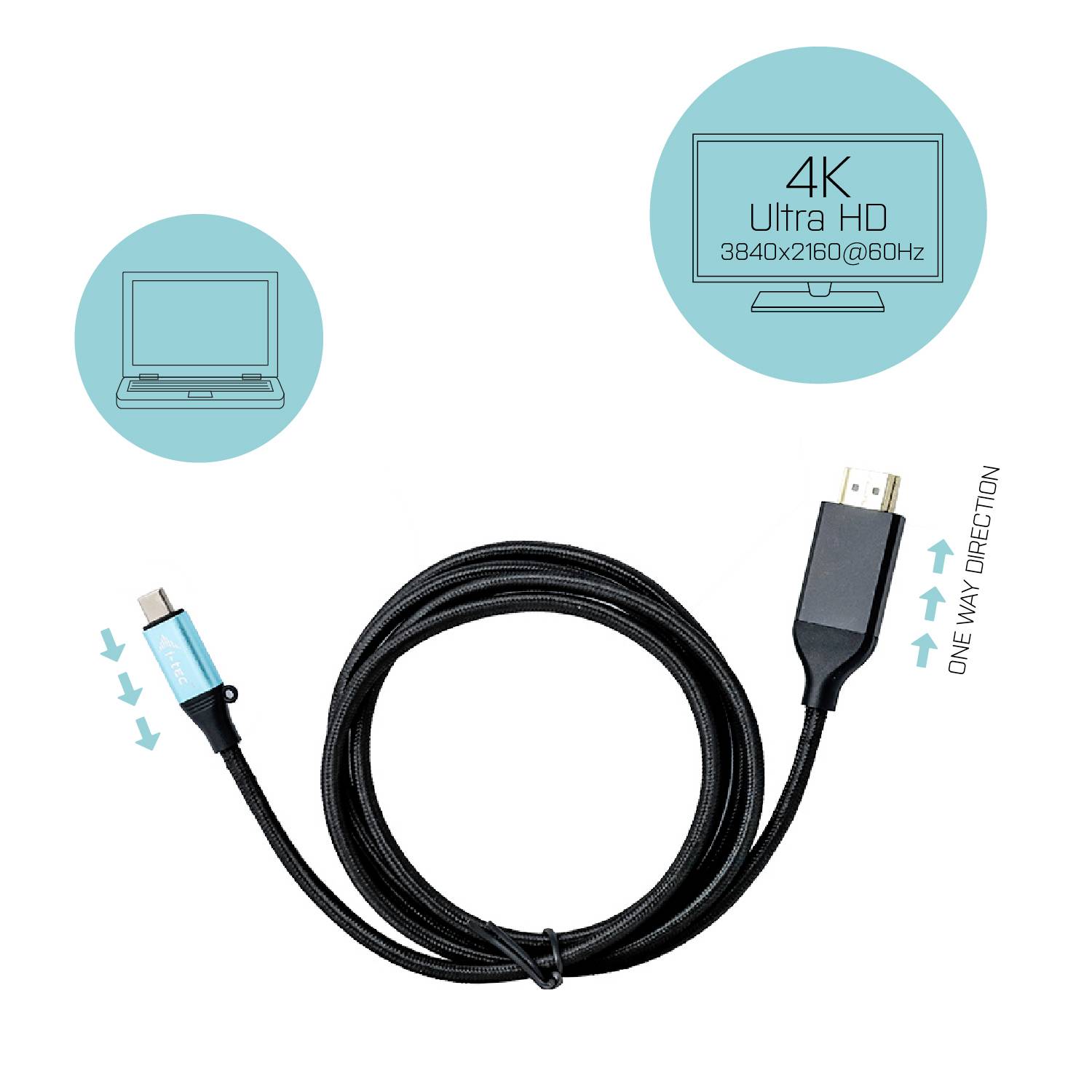 I-tec Anschlusskabel USB-C® Stecker, HDMI-A Stecker 1.5m Schwarz C31CBLHDMI60HZ USB-C®-Displaykabel
