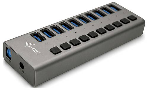 I-tec U3CHARGEHUB10 USB-Hub 10 Port USB-A USB 3.0 5 GBit/s Grau USB 3.0 Charging HUB 10 Port