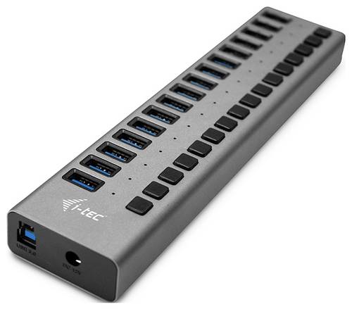 I-tec U3CHARGEHUB16 USB-Hub 16 Port USB-A USB 3.0 5 GBit/s Grau Charging Hub