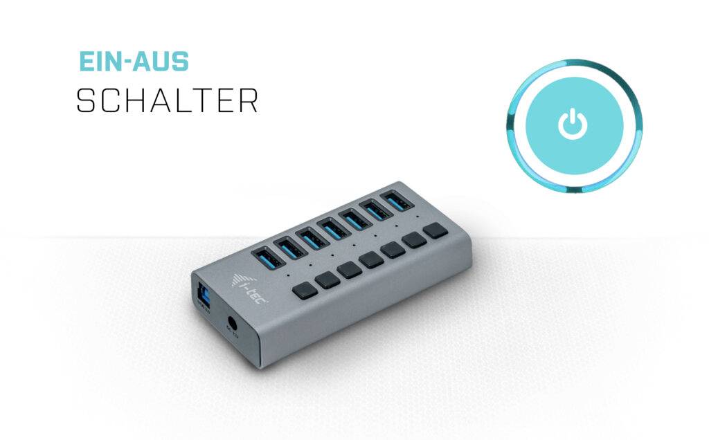 I-tec USB 3.0 Charging HUB 7 Port USB-Kombi-Hub Grau
