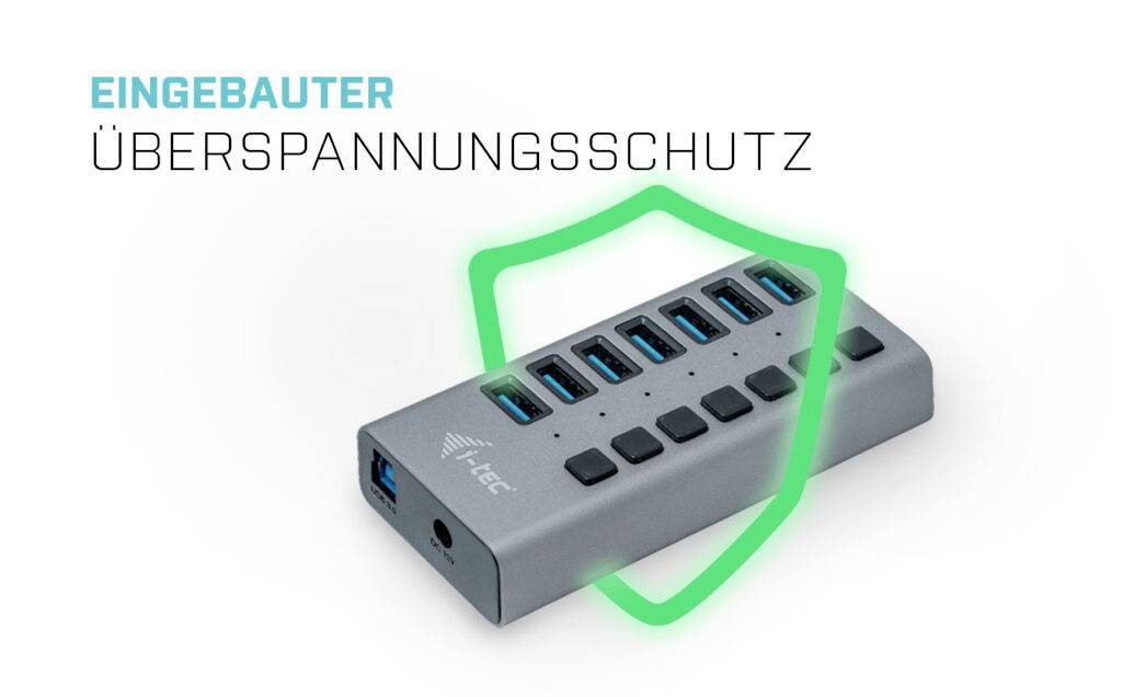 I-tec USB 3.0 Charging HUB 7 Port USB-Kombi-Hub Grau