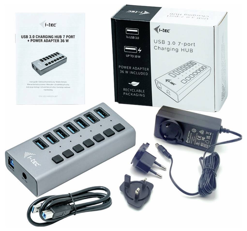 I-tec USB 3.0 Charging HUB 7 Port USB-Kombi-Hub Grau