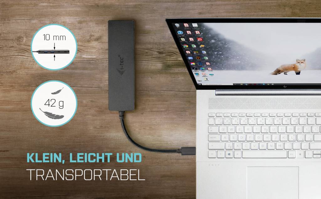 I-tec USB-C Metal HUB 2xUSB 3.0 2xUSB-C USB-Kombi-Hub Schwarz