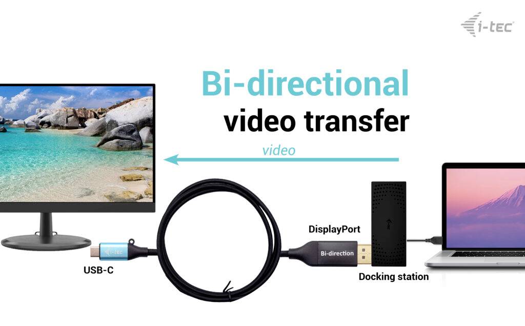 I-tec Anschlusskabel USB-C® Stecker, DisplayPort Stecker 1.5m Schwarz C31CBLDP8KBIDIR USB-C®-Displaykabel