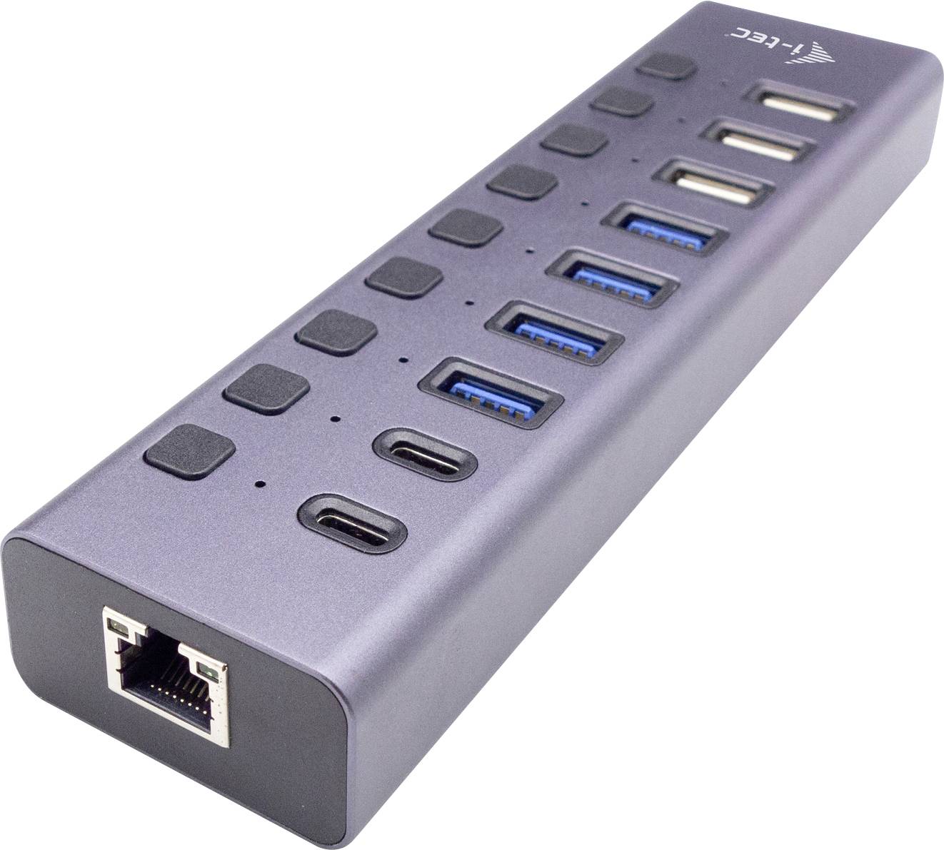 I-tec USB 3.0/USB-C 9Port HUB + GLAN USB-Kombi-Hub Grau