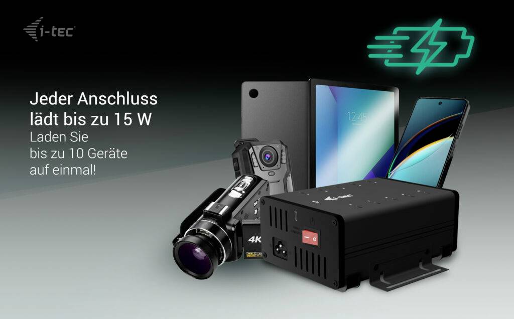 I-tec USB-C/USB-A Charging HUB 10 Port USB-Kombi-Hub Schwarz