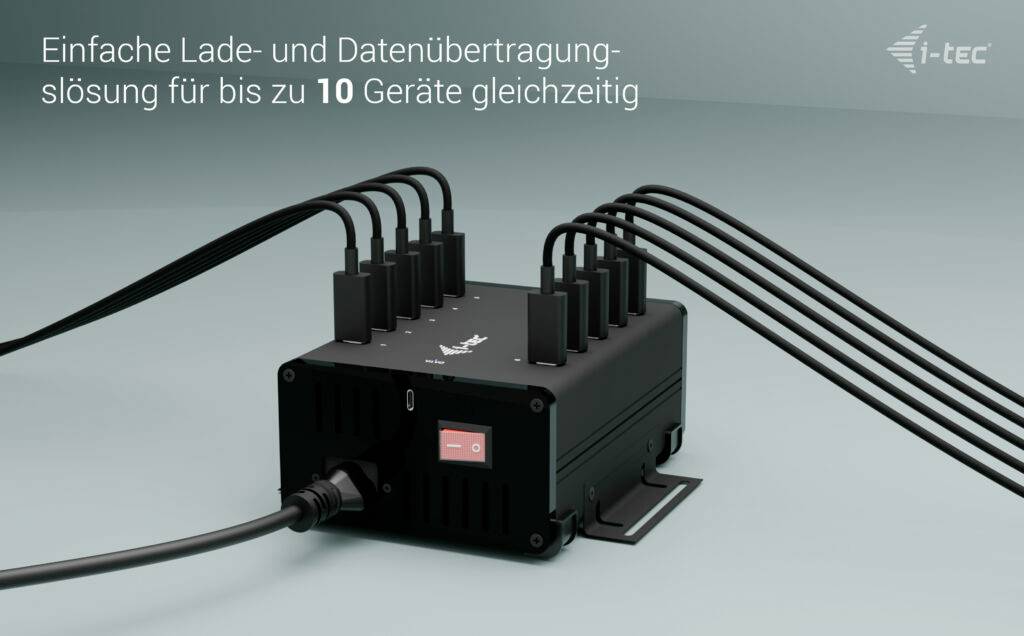 I-tec USB-C/USB-A Charging HUB 10 Port USB-Kombi-Hub Schwarz