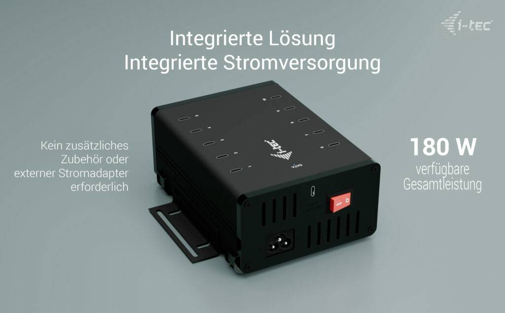 I-tec USB-C/USB-A Charging HUB 10 Port USB-Kombi-Hub Schwarz