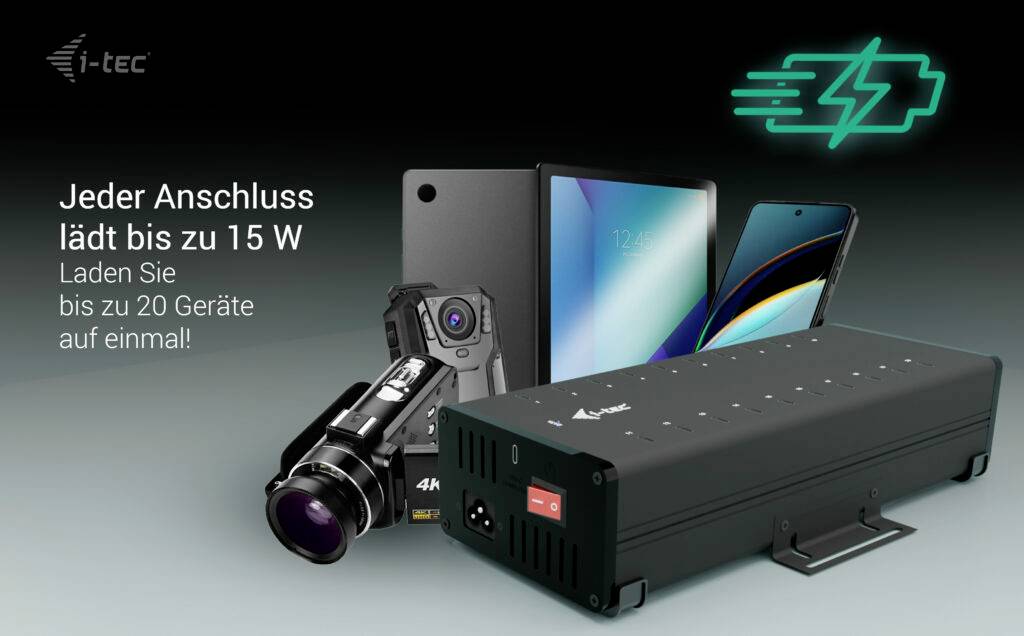 I-tec USB-C/USB-A Charging HUB 20 Port USB-Kombi-Hub Schwarz